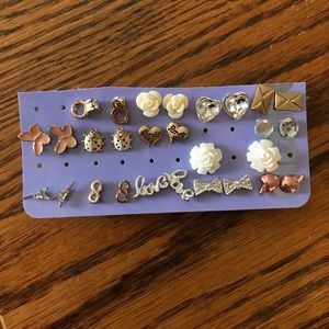 14 Pairs of Claire’s Stud Earrings Girly Love Bows